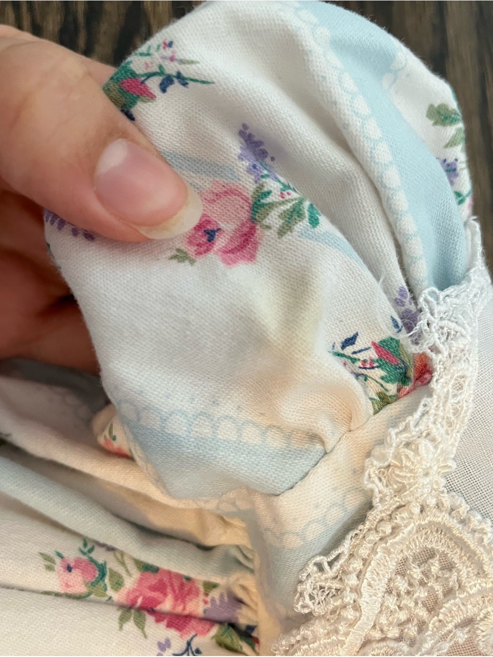 Vintage 80s Blue and Pink Floral Baby Dress rose baby girl 18 months - Picture 3 of 9